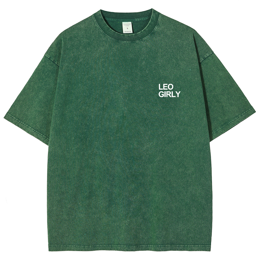 Leo Girly Unisex Fit Washed Oversized T-Shirt
