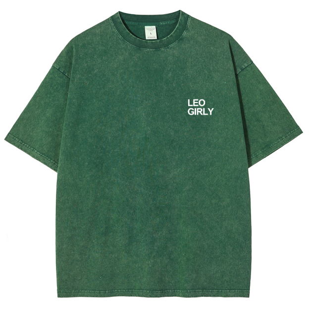 Leo Girly Unisex Fit Washed Oversized T-Shirt