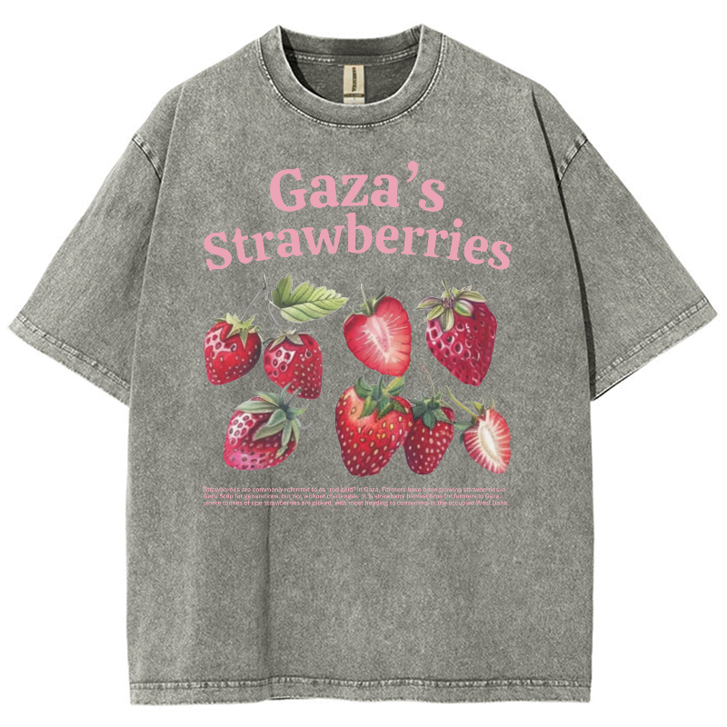 Gaza's Strawberries Fruits Unisex Fit Washed Oversized T-Shirt