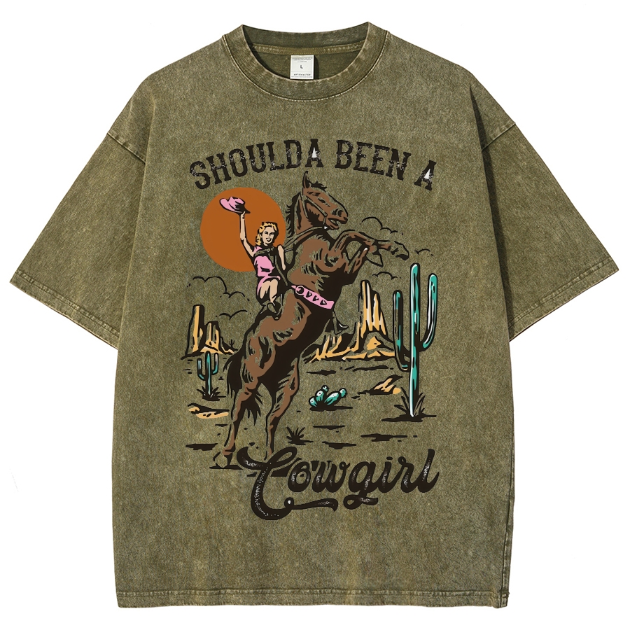 Shoulda Been A Cowgirl Washed Oversized T-Shirt