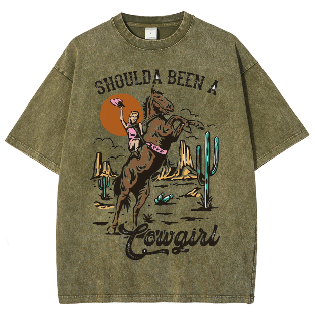 Shoulda Been A Cowgirl Washed Oversized T-Shirt