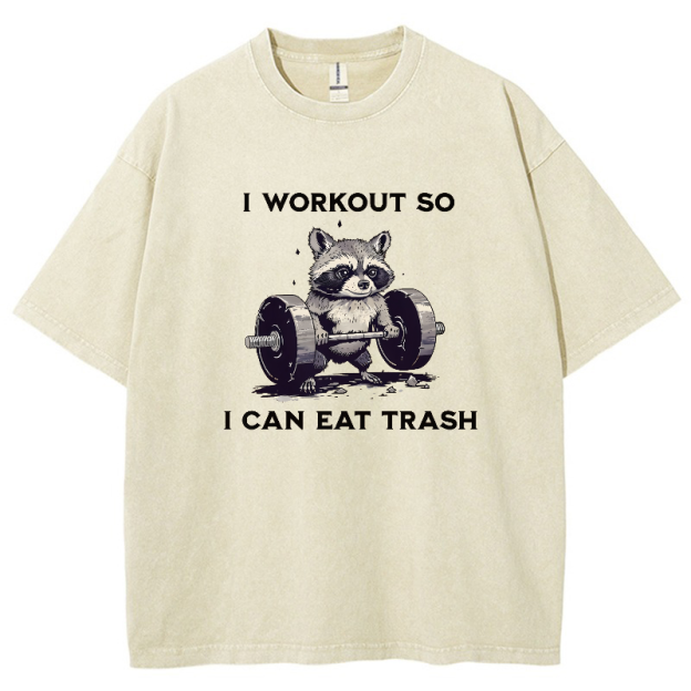I Work Out So I Can Eat Trash Vintage Snowflake Washed T-Shirt