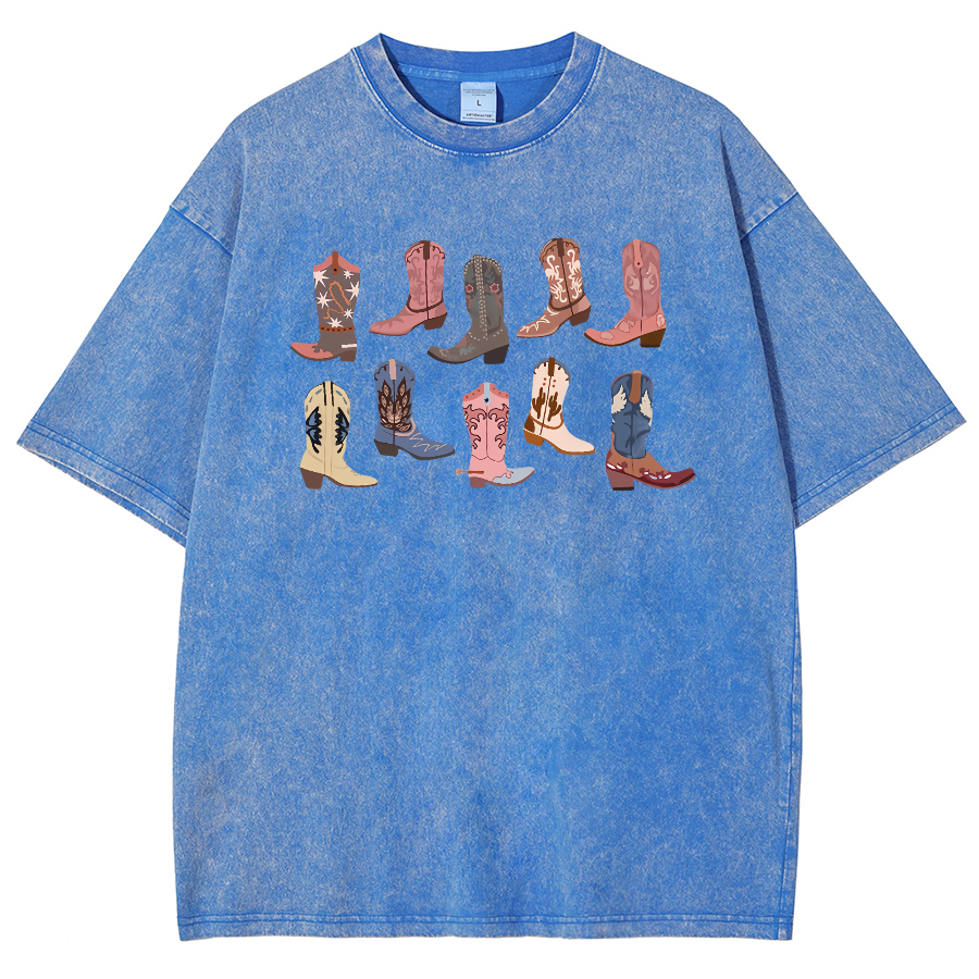 Cowgirl Boots Washed Oversized T-Shirt