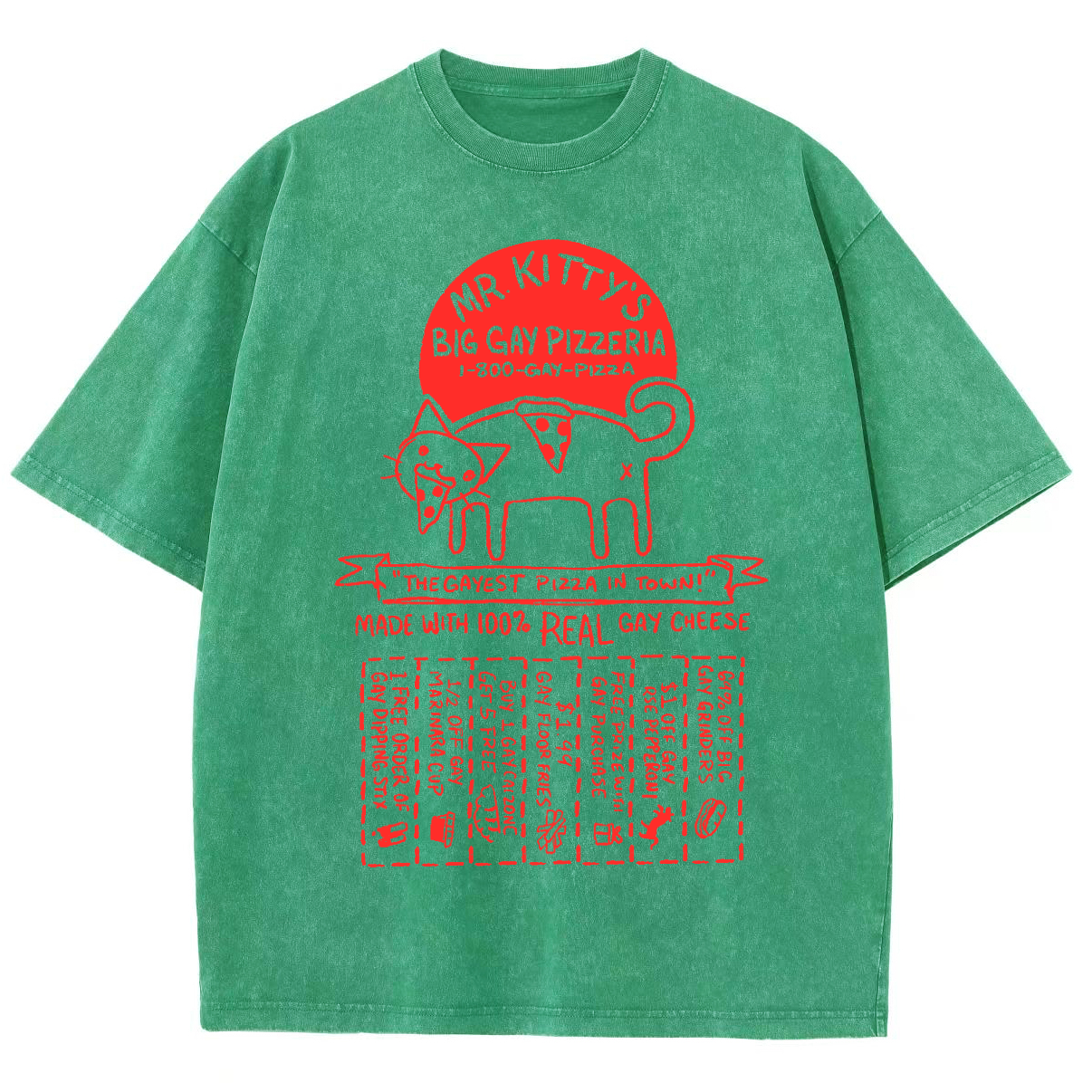 Big Gay Pizzaria Unisex Fit Washed Oversized T-Shirt