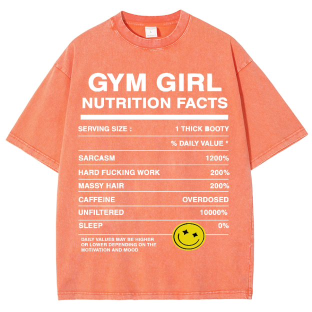 Gym Girly Nutrition Facts Unisex Fit Washed Oversized T-Shirt