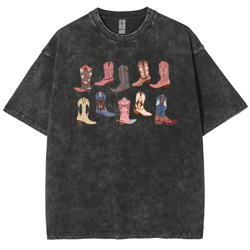 Cowgirl Boots Washed Oversized T-Shirt