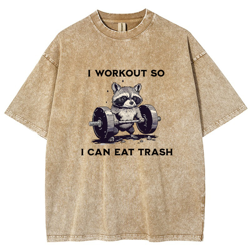 I Work Out So I Can Eat Trash Vintage Snowflake Washed T-Shirt