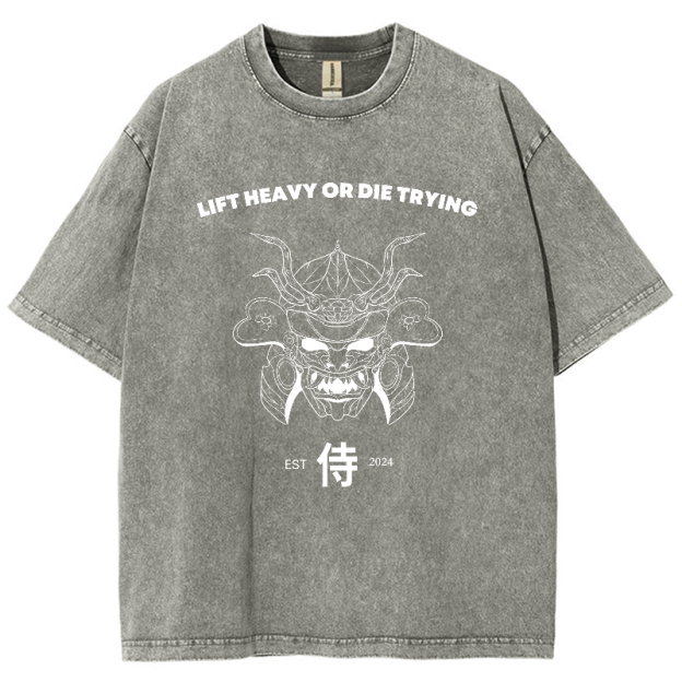 Lift Heavy Or Die Trying Unisex Fit Washed Oversized T-Shirt