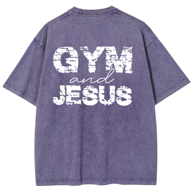 Gym And Jesus Unisex Fit Washed Oversized T-Shirt