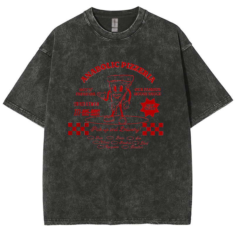 Anabolic Pizza Unisex Washed Oversized T-Shirt