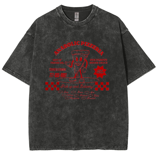 Anabolic Pizza Unisex Washed Oversized T-Shirt