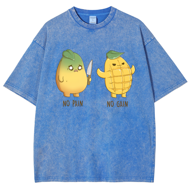No Pain No Gain Unisex Fit Washed Oversized T-Shirt