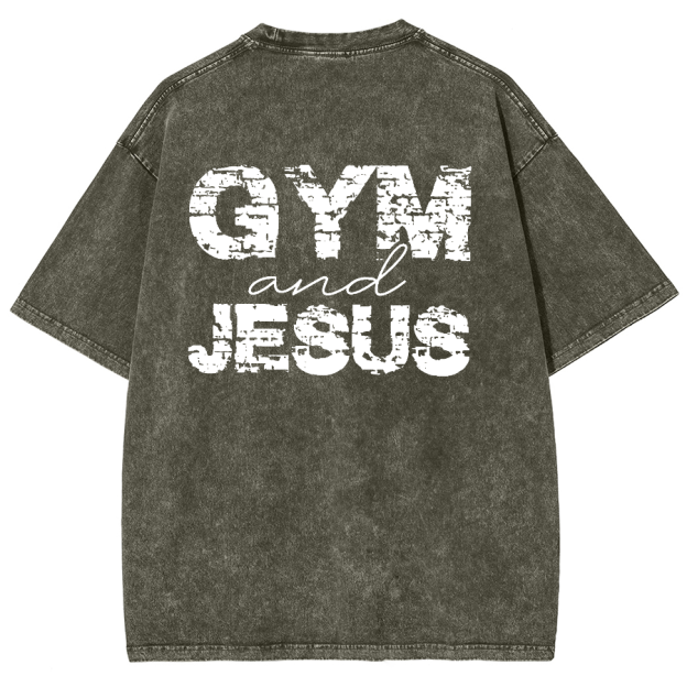 Gym And Jesus Unisex Fit Washed Oversized T-Shirt