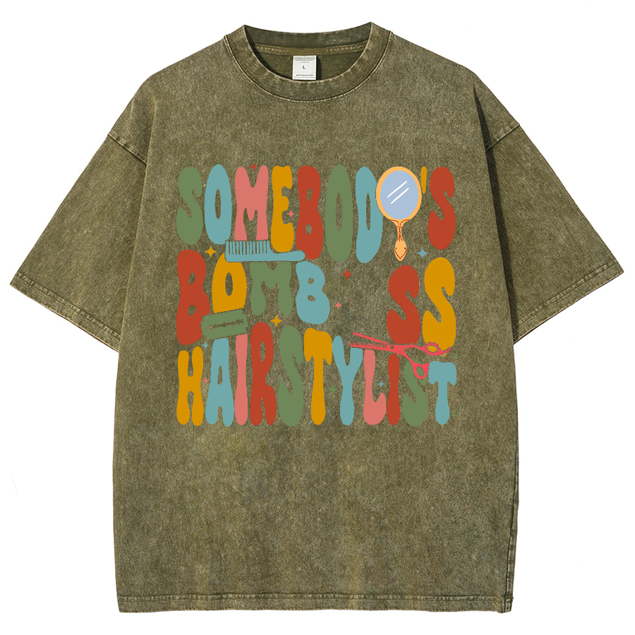 Somebody's Bomb Hairstylist Unisex Fit Washed Oversized T-Shirt