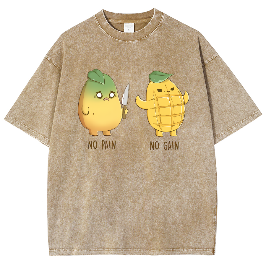 No Pain No Gain Unisex Fit Washed Oversized T-Shirt