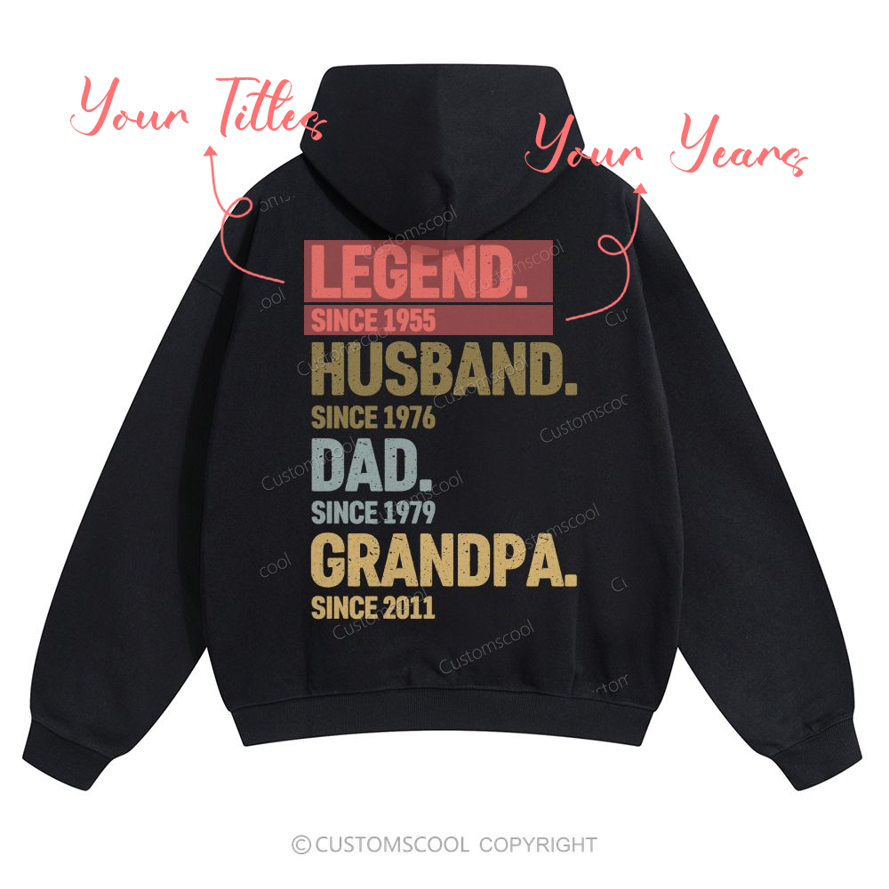 Legend Husband Dad Grandpa Personalized Custom Solid Color Hoodie