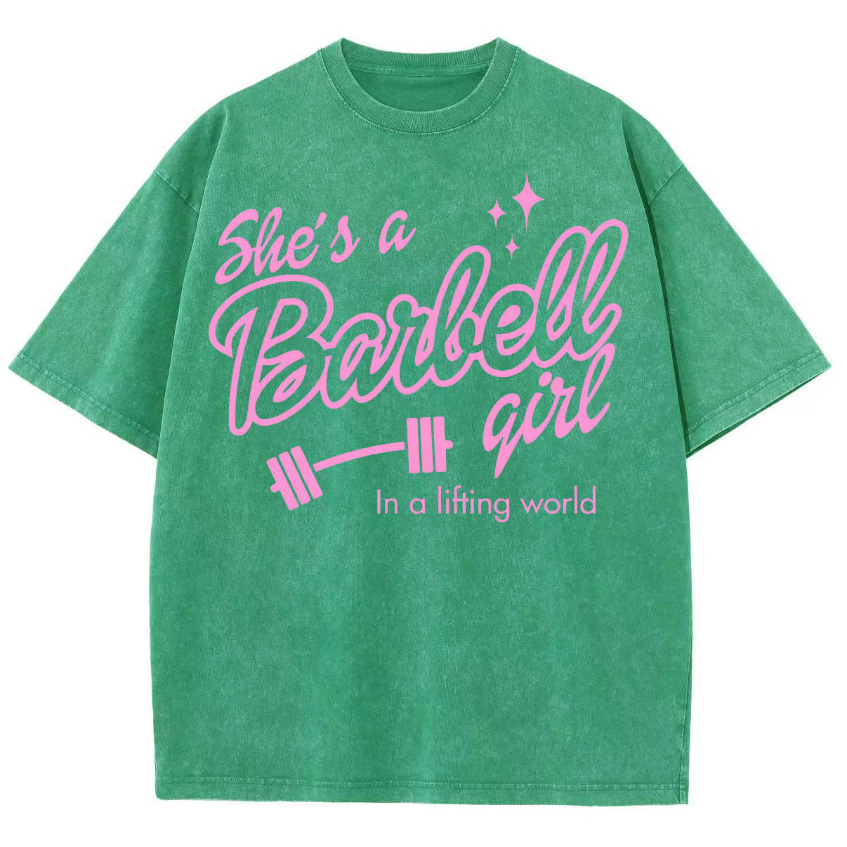 She Is A Barbell Qite Unisex Fit Washed Oversized T-Shirt