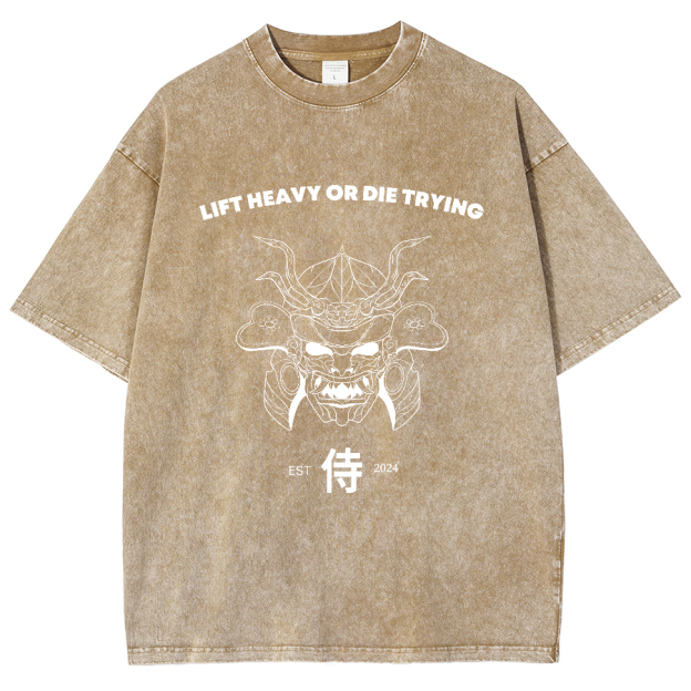 Lift Heavy Or Die Trying Unisex Fit Washed Oversized T-Shirt