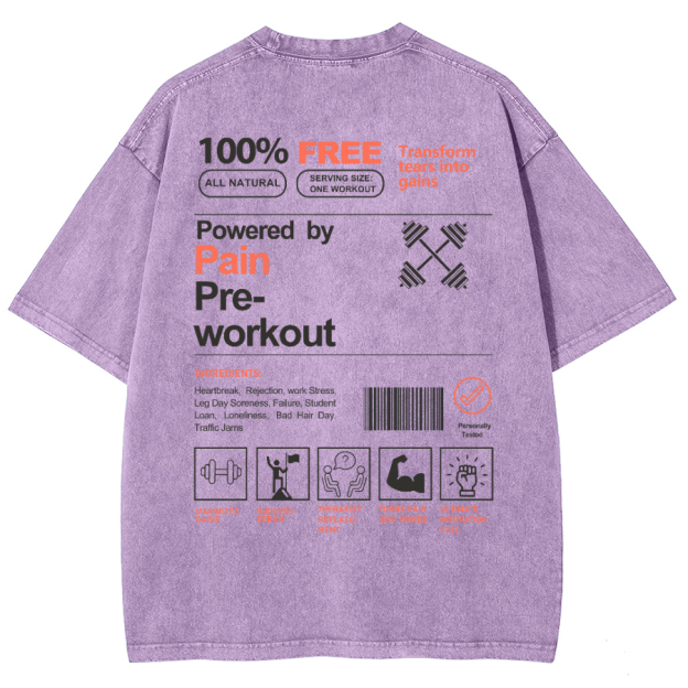 Powered By Painpre-Workout Unisex Fit Washed Oversized T-Shirt