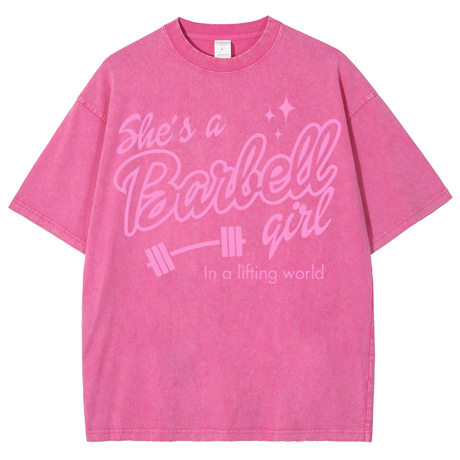She Is A Barbell Qite Unisex Fit Washed Oversized T-Shirt