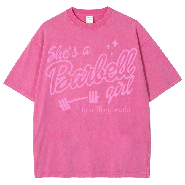 She Is A Barbell Qite Unisex Fit Washed Oversized T-Shirt