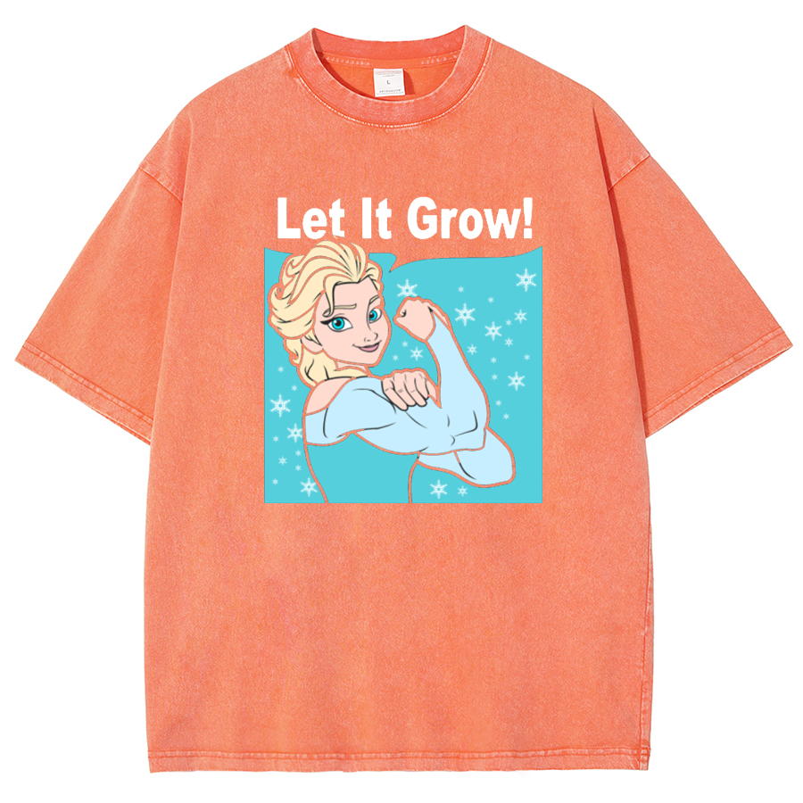 Funny Gym Elsa Let It Grow Unisex Washed T-Shirt