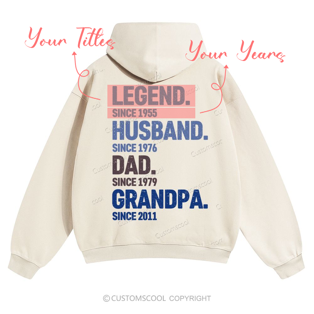 Legend Husband Dad Grandpa Personalized Custom Solid Color Hoodie