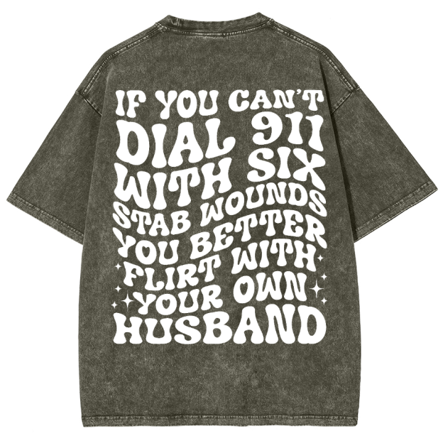 Dial 911 Unisex Vintage Washed Short Sleeve T-Shirt