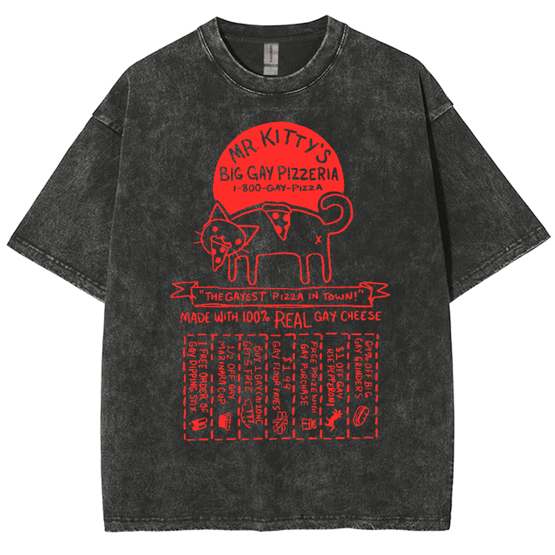 Big Gay Pizzaria Unisex Fit Washed Oversized T-Shirt
