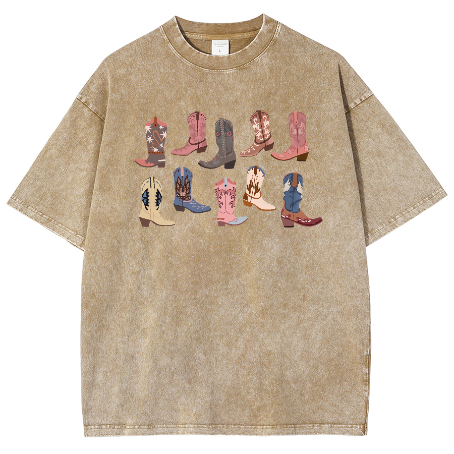 Cowgirl Boots Washed Oversized T-Shirt