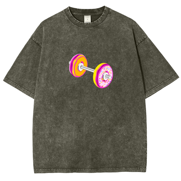 Barbell Donuts Unisex Washed T-Shirt