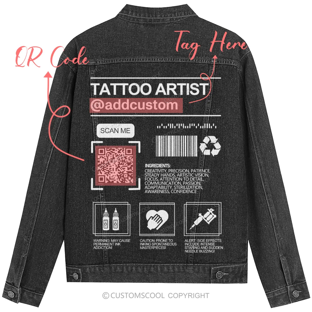 Tattoo Artist Addcustom QR Code Denim Jacket – Customscool