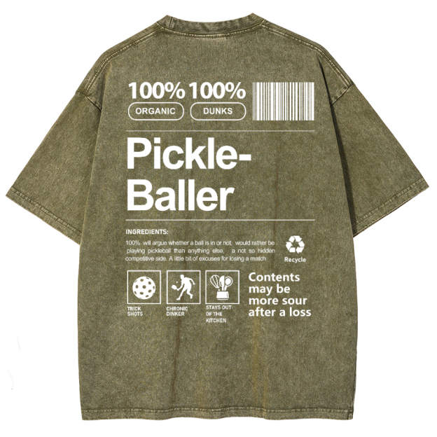 Pickle Baller Unisex Fit Washed Oversized T-Shirt Customscool