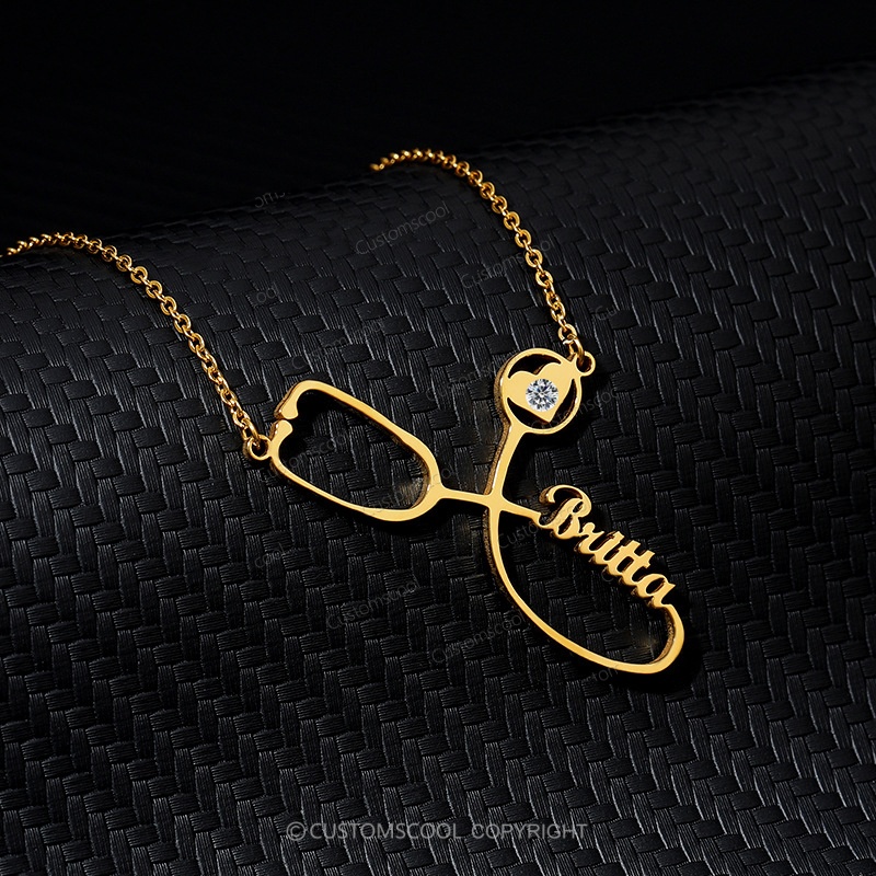 Customizable stethoscope name necklace Customscool