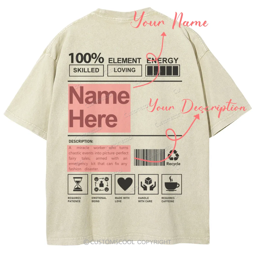 Addcustom Name And Your Description Unisex Fit Washed T-Shirt Customscool