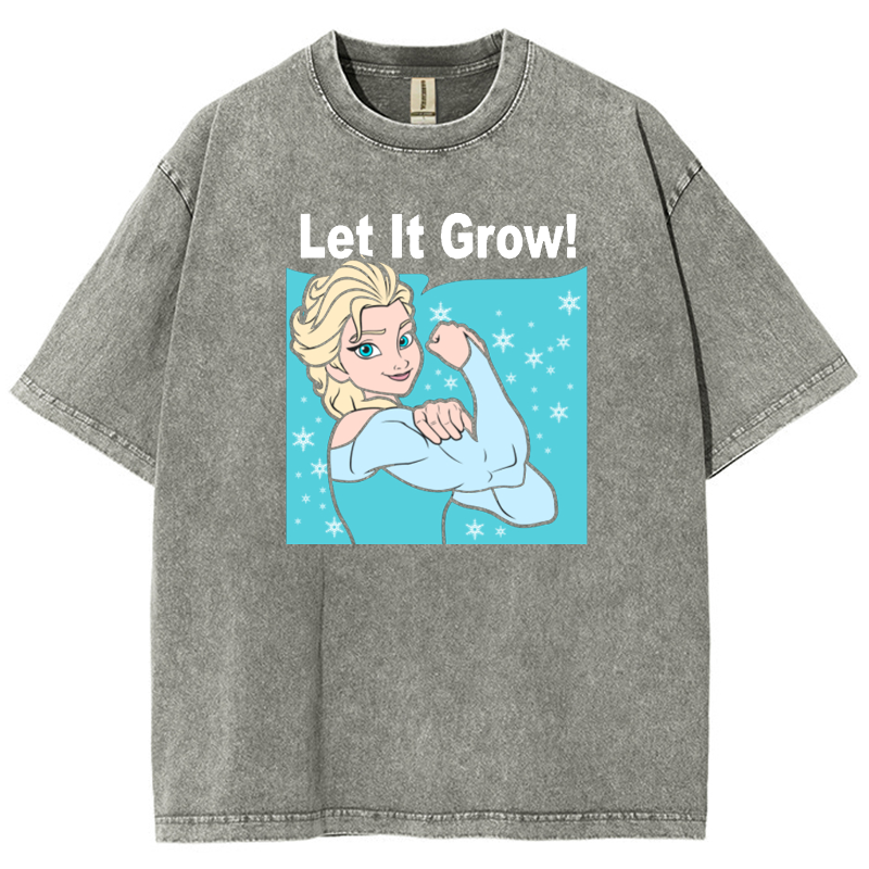 Funny Gym Elsa Let It Grow Unisex Washed T-Shirt