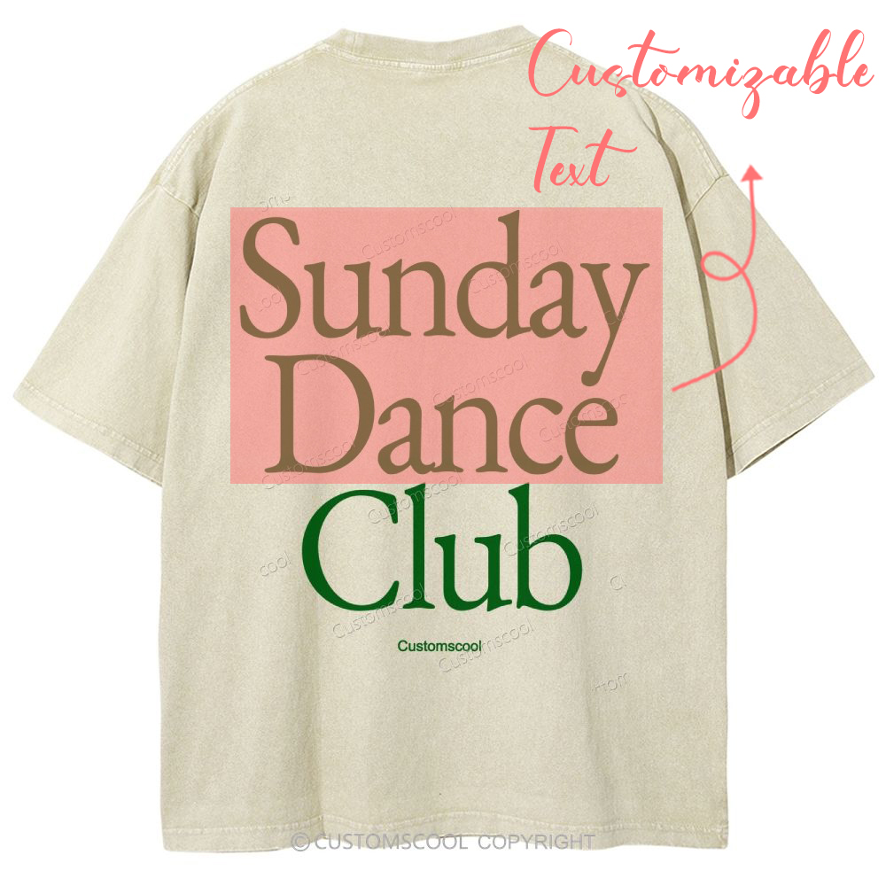 Customizable Text Club Unisex Fit Washed T-Shirt Customsool