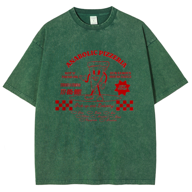 Anabolic Pizza Unisex Washed Oversized T-Shirt