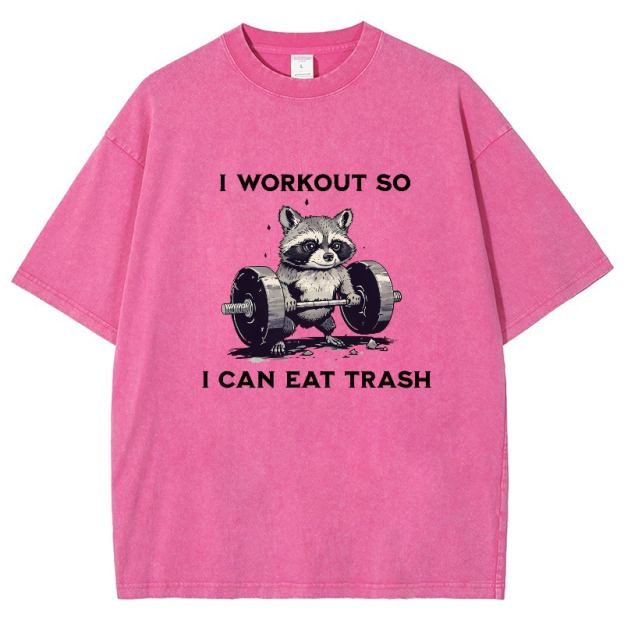I Work Out So I Can Eat Trash Vintage Snowflake Washed T-Shirt