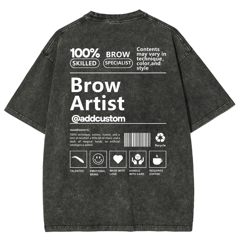 Brow Artist Vintage Snowflake Washed T-Shirt Customscool