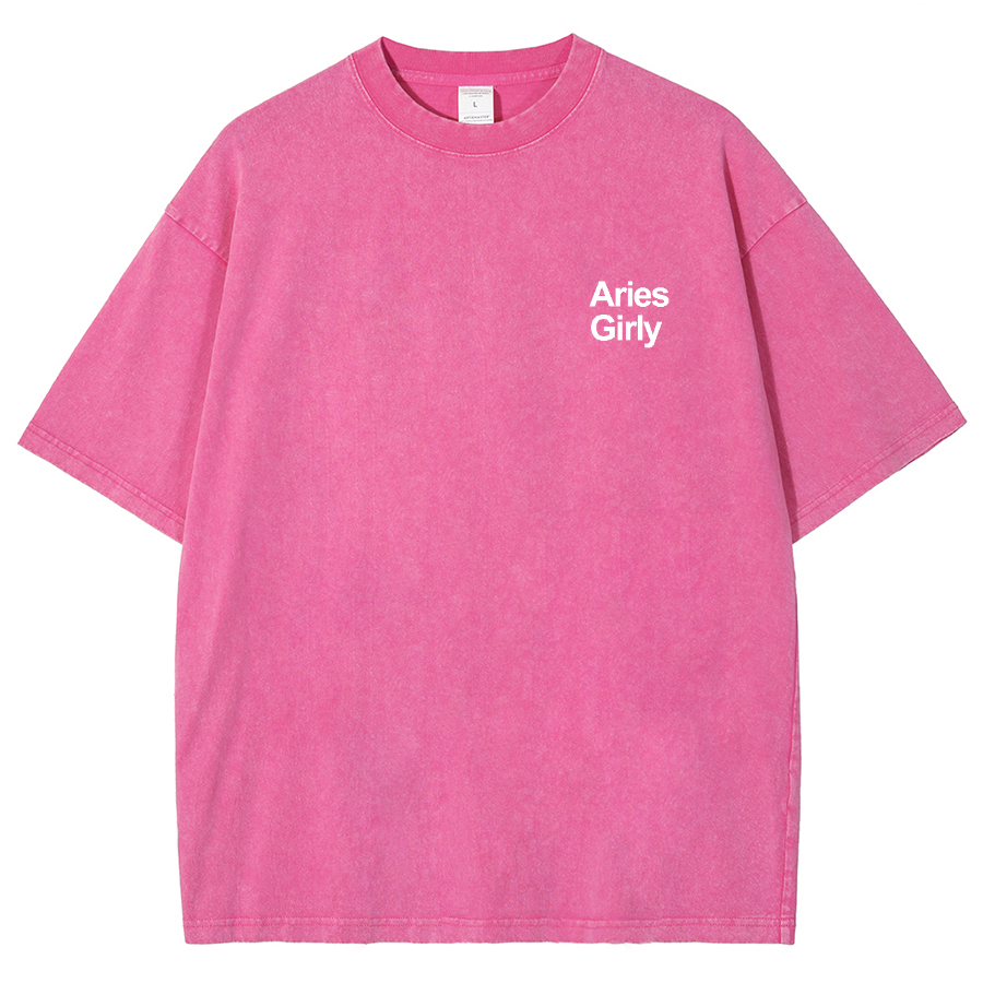 Aries Girly Unisex Fit Washed Oversized T-Shirt