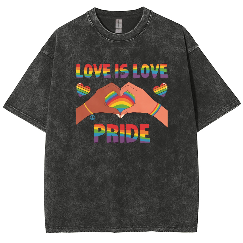 Love Is Love Unisex Fit Washed Oversized T-Shirt