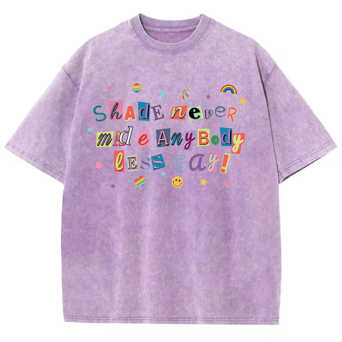 Shade Never Made Anybody Less Gay Unisex Fit Washed Oversized T-Shirt