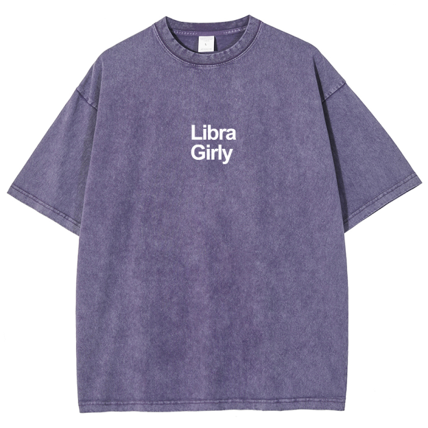 Libra Girly Unisex Fit Washed Oversized T-Shirt