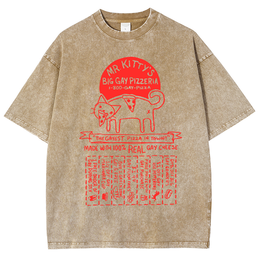 Big Gay Pizzaria Unisex Fit Washed Oversized T-Shirt