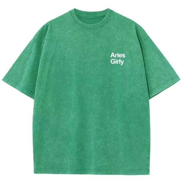 Aries Girly Unisex Fit Washed Oversized T-Shirt