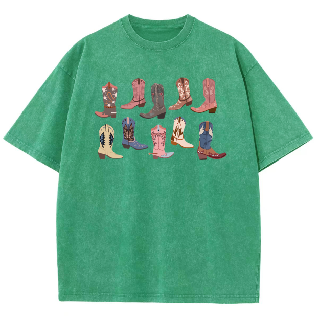 Cowgirl Boots Washed Oversized T-Shirt