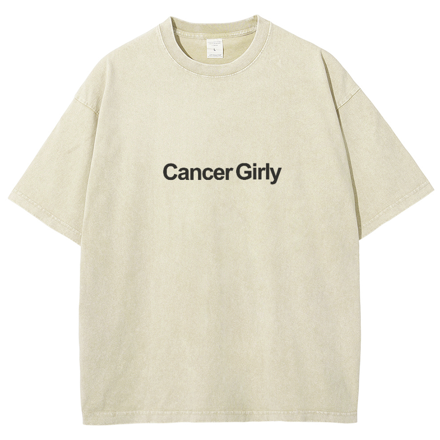 Cancer Girly Unisex Fit Washed Oversized T-Shirt