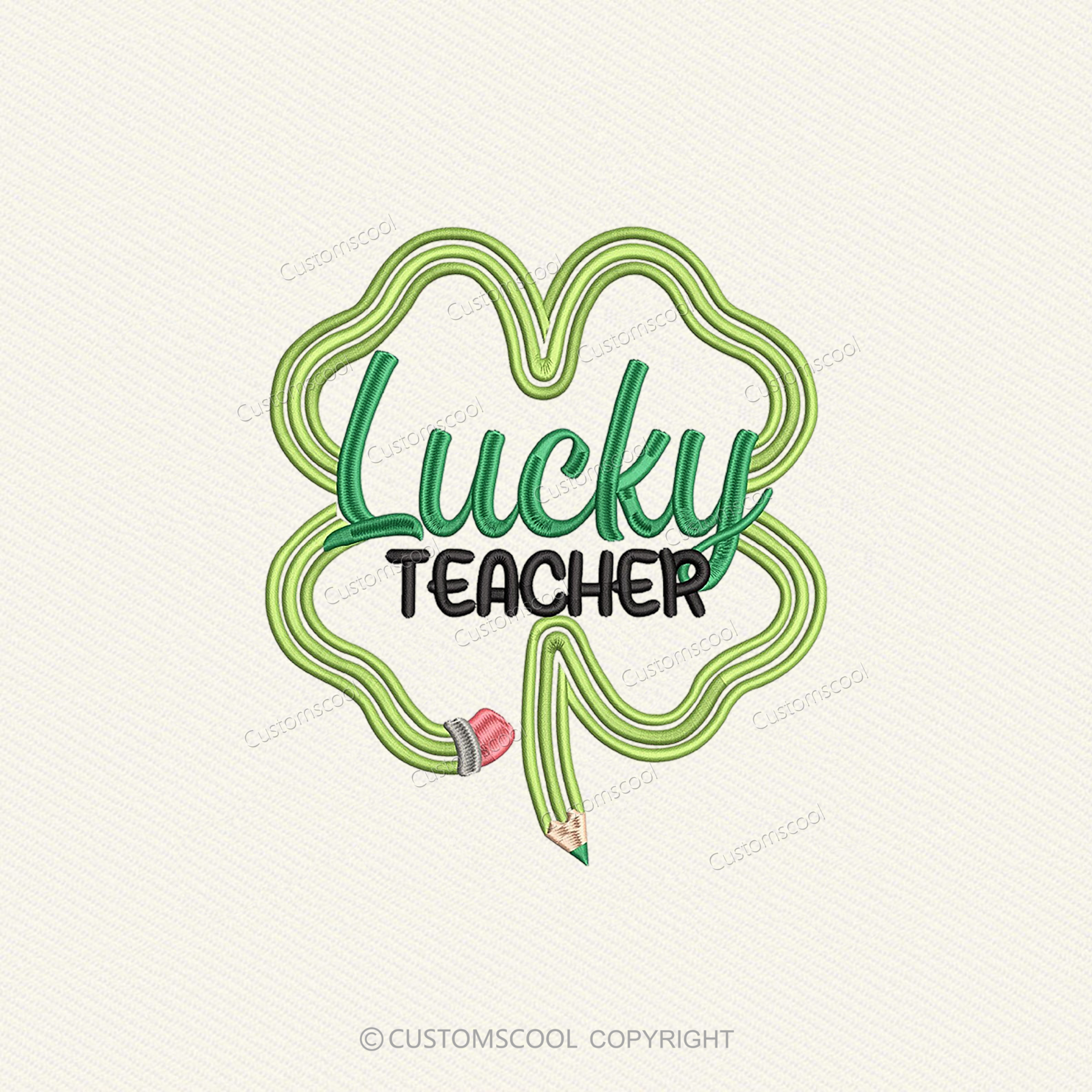 Lucky Teacher Embroidered Unisex Fit Washed T-Shirt