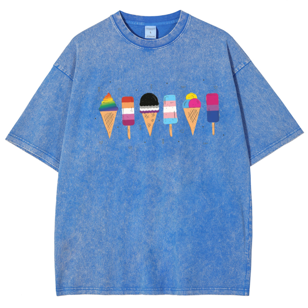 Pride Ice Cream Unisex Fit Washed Oversized T-Shirt